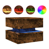 Coffee Table with LED Lights Smoked Oak 50x50x40 cm 839858