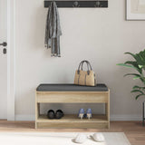 Hall Bench with Cushion with Shelf Sonoma Oak 83 x 38 x 45 cm 891578