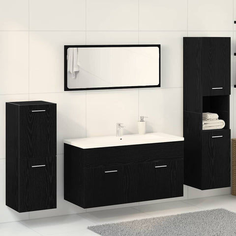 Bathroom Furniture Set 4 pcs Black Oak 30 x 30 x 130 cm 3334363