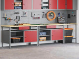 Work Bench Set 3 pcs Black and Grey Powder-Coated Steel 3321396