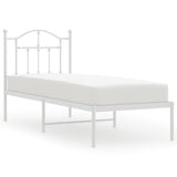 Metal Bed Frame without Mattress with Headboard White 75x190cm 353478