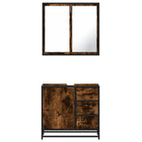2 Piece Bathroom Furniture Set Smoked Oak Engineered Wood 3300897