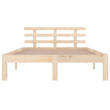 Bed Frame Natural Wood Solid Pine Wood, Plywood Double Durable 814749
