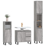 ZNTS 3 Piece Bathroom Furniture Set Grey Sonoma Engineered Wood 3190235