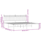 Metal Bed Frame without Mattress with Headboard Black 180x200cm 373695
