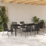 Garden Dining Set 7 pcs Black Powder-Coated Steel 3379140