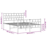 Metal Bed Frame without Mattress with Footboard White 160x200cm 355729