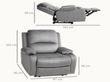 Microfibre Manual Reclining Armchair, with Footrest - Grey T3398P377942