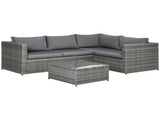 3 Pieces PE Rattan Garden Furniture Set 10 cm Thick Cushions, 4 Seater Garden Corner Sofa Set T3398P318809