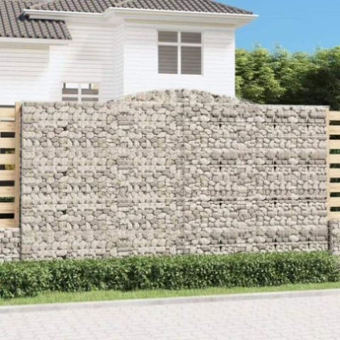 Arched Gabion Baskets 10 pcs 400x50x220/240 cm Galvanised Iron 3147082