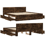 Bed Frame with Headboard without Mattress Smoked Oak 200x200 cm 3295538