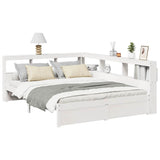 Bookcase Bed without Mattress White 140x190 cm Solid Wood Pine 3324361