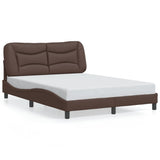 Bed Frame with LED without Mattress "Hvar" Brown 140x200 cm 3213936
