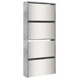 Shoe Cabinet with Mirror 4-Layer Concrete Grey 63x17x134 cm 3228275