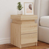 Bedside Cabinets with LED Lights 2 pcs Sonoma Oak 35x39x55 cm 836754