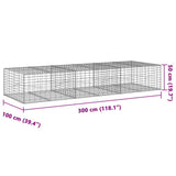 Gabion Basket with Cover 300x100x50 cm Galvanised Iron 3295180