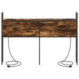 Storage Headboard with Charging Station Smoked oak 140 cm 859807