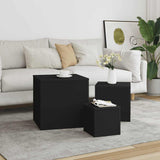 Side Tables 3 pcs Black Engineered Wood 808586