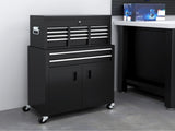 Portable Tool Box, Metal Tool Chest on Wheels with 6 Drawers for Garage and Workshop, Black T3398P344498