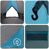 Teepee Tent 8-Person with Roof Blue and Grey 490 x 410 x 210 cm 42004069