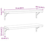 Wall Shelves 2 pcs 75x23.5 cm Black Stainless Steel 3214516