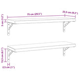 Wall Shelves 2 pcs 75x23.5 cm Black Stainless Steel 3214516