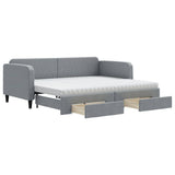 Daybed with Trundle and Drawers Light Grey 90x190 cm Fabric 3196891