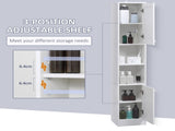 Tall Bathroom Storage Cabinet with Mirror, Narrow Bathroom Unit, Freestanding Bathroom Cupboard with T3398P344167