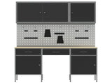 Work Cabinet with Drawer 10 pcs Black Engineered Wood and Steel 3321452