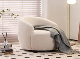008S Teddy Fabric Swivel Accent Armchair Barrel Chair With Black Powder Coating Metal Ring, Ivory W1397P262484