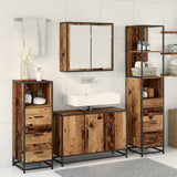 Bathroom Furniture Set with Door 4 pcs Old Wood Engineered Wood 3402482