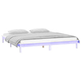 LED Bed Frame without Mattress White 140x200 cm Solid Wood 820607