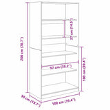 Wardrobe with Shelf Black Oak 100 x 50x 200 cm Engineered Wood 3403218