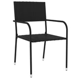 Garden Dining Set Black PE Rattan Small Stackable 3098033