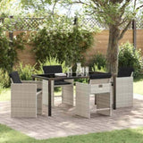Garden Dining Set with Cushion 5 pcs Light Grey Poly Rattan 3379994