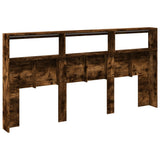 Headboard Cabinet with LED Smoked Oak 200x17x102 cm 839221