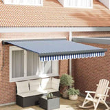 Retractable Awning Blue and White 300 x 250 cm Fabric and Metal 3329909
