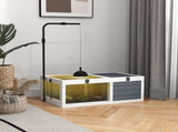 Tortoise Table with Adjustable Lamp Holder, Wooden Tortoise House w/ Openable Lids, Pull-Out Trays T3398P350003