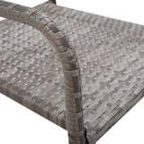 3 Piece Garden Dining Set Grey and Black Poly Rattan and Steel 3203296