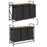 Laundry Basket 3 Compartments with Shelf Smoked Oak 859062