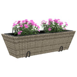 ZNTS Planters with hooks 2 pcs Grey Poly Rattan 366403