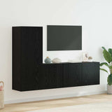 TV Wall Unit Wall-mounted 5 pcs Black Oak Engineered Wood 3402769