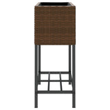 Garden Planters with Shelf 2 pcs Brown 70x28x70 cm Poly Rattan 3210511