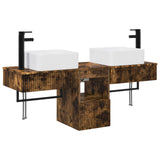Bathroom Furniture Set 3 pcs Smoked Oak Engineered Wood 3405602