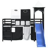 Kids' Loft Bed with Tower without Mattress White&Black 80x200cm 3207096