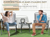 Three-Piece Garden Seat Set, with Glass-Top Table - Light Grey T3398P317830