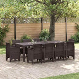 Garden Dining Set 11 pcs Brown Polt rattan 3378598
