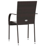 Dining Chair Set of 6 Brown PE Rattan, Powder-Coated Steel 310086
