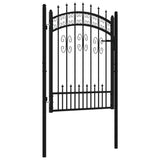 ZNTS Fence Gate with Spear Top Black 103x175 cm Powder-coated Steel 151091