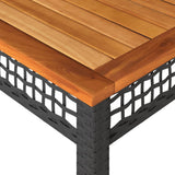 Garden Table Black 140x80x75 cm Poly Rattan Acacia Wood 366276